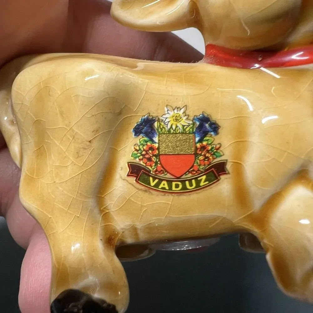 Vintage Cow Salt and Pepper Shakers Goebel Style Vaduz Liechtenstein Souvenir
